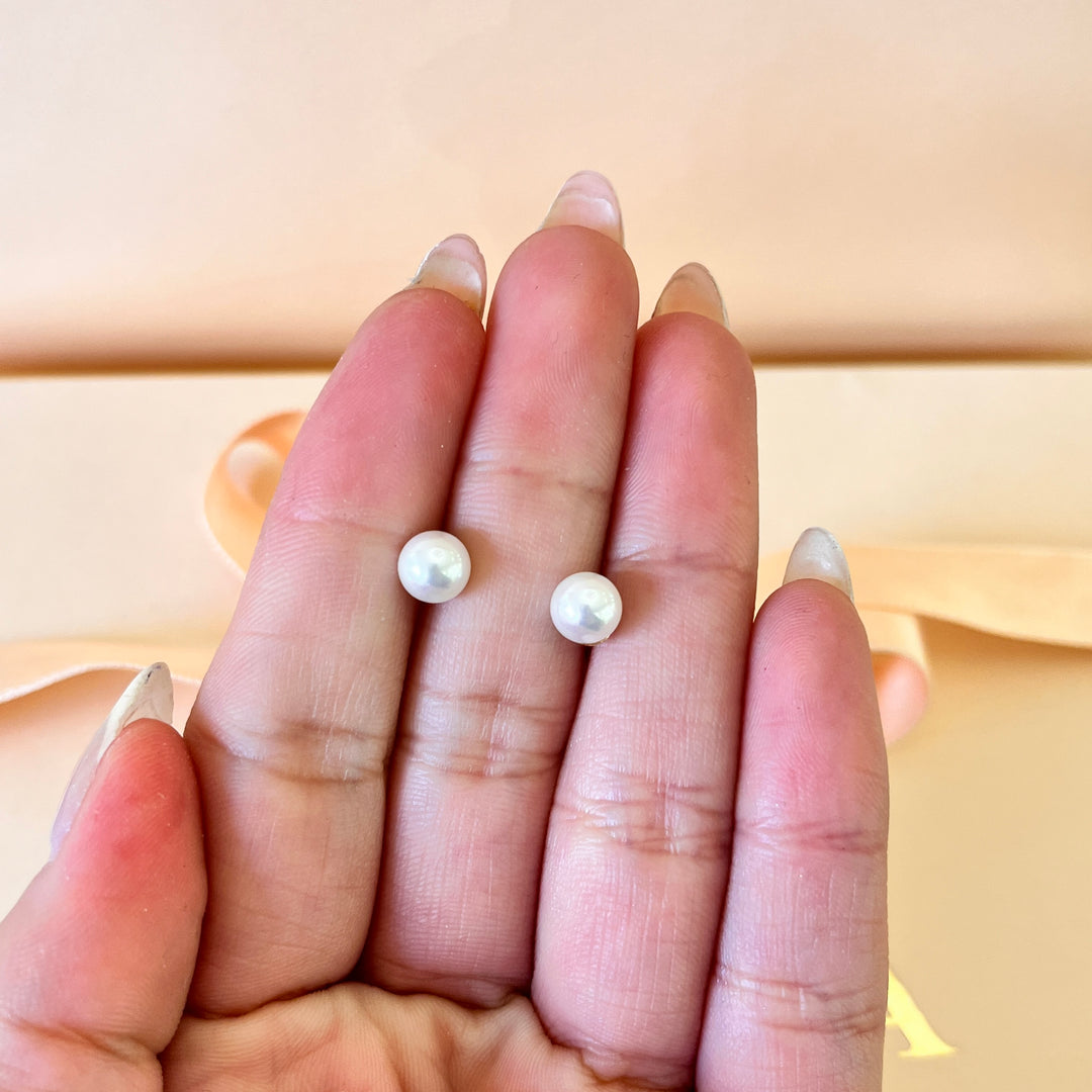 White Mallorca pearls gold plated set