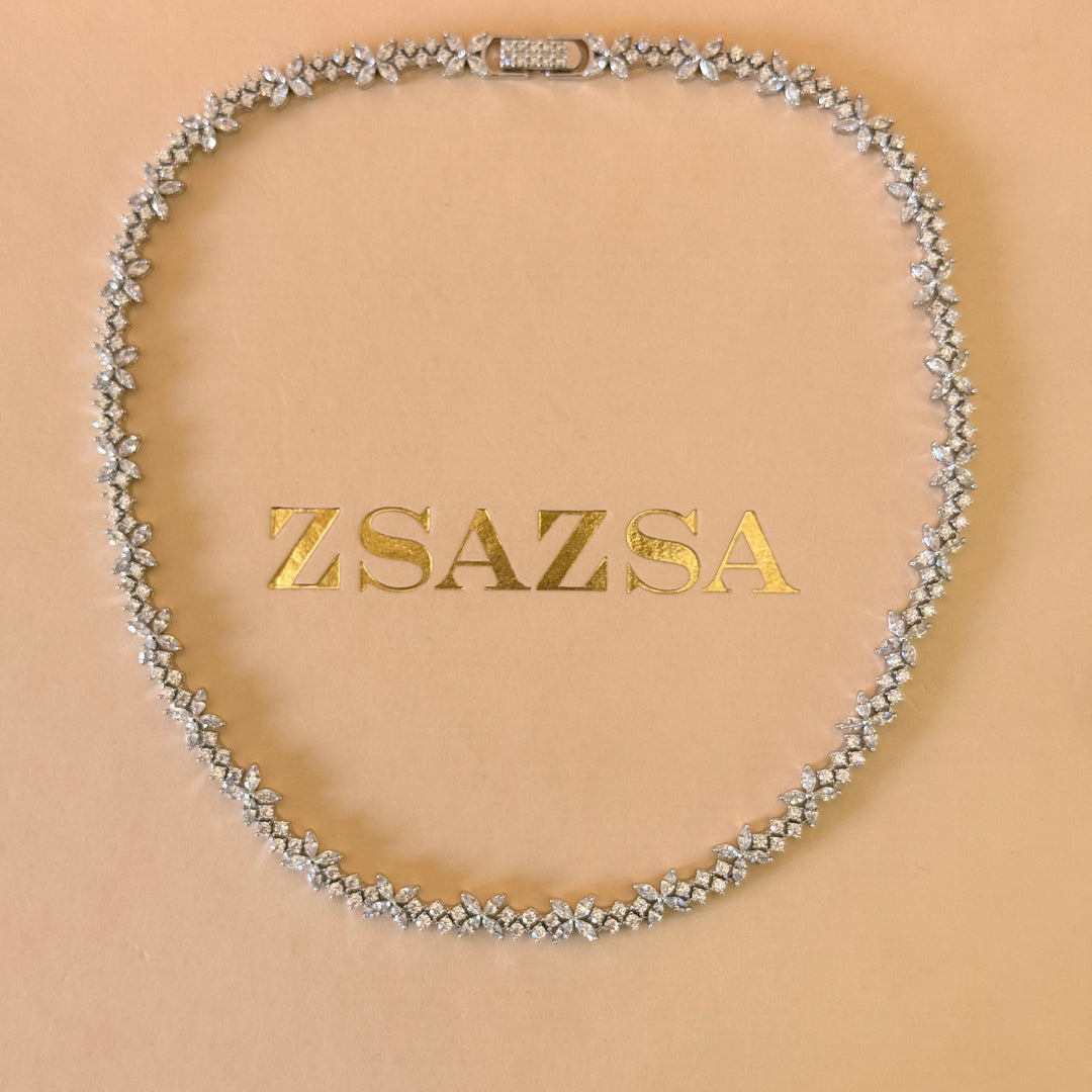 Flower zircone silver set