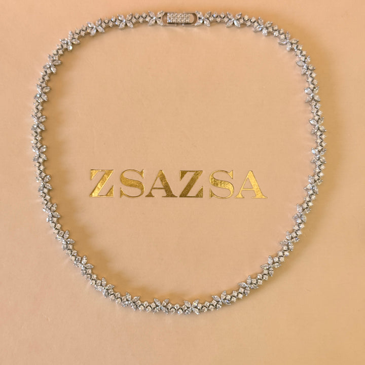 Flower zircone silver set