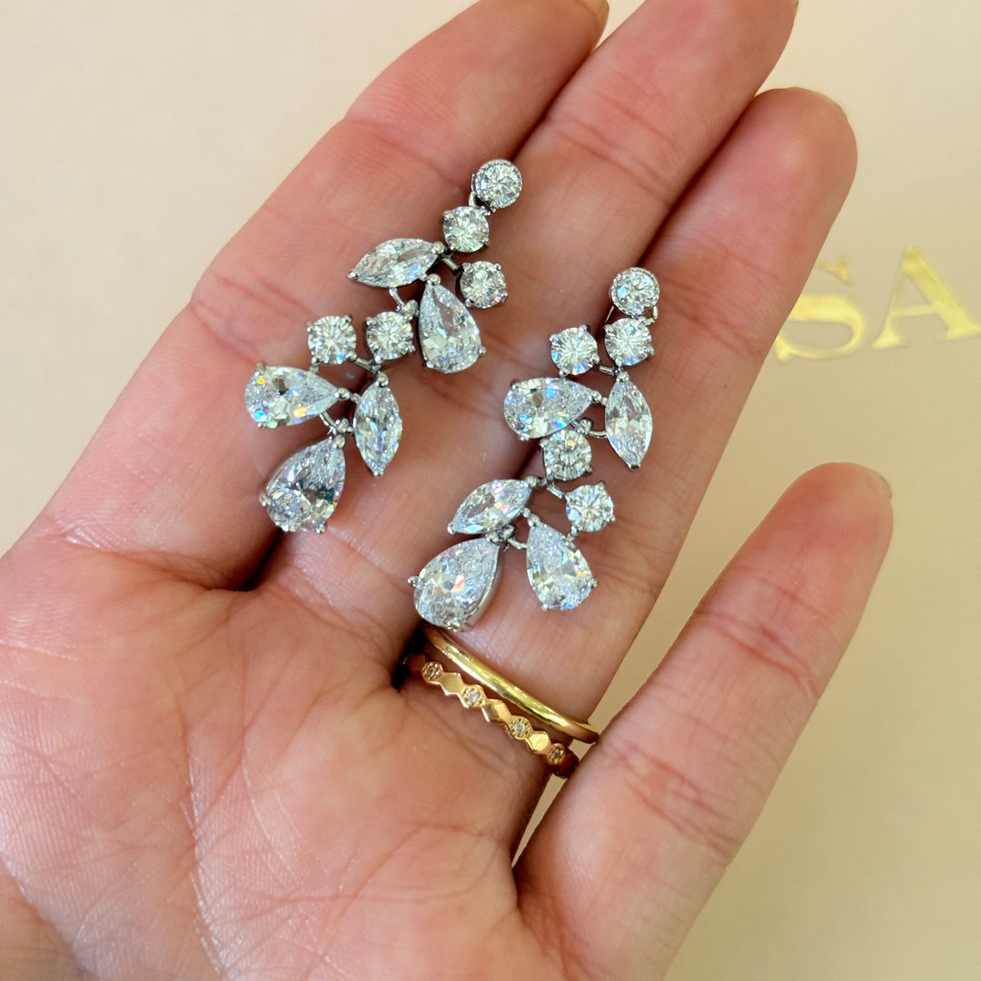 Chunky Marquise and teardrop zircone silver set