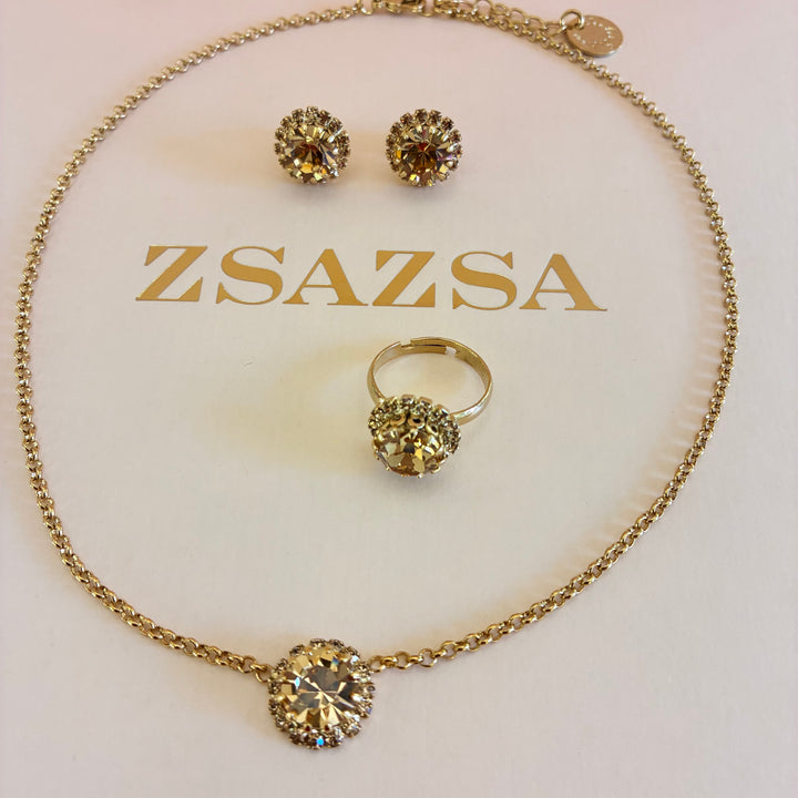 Bronze Swarovski crystals dainty round set