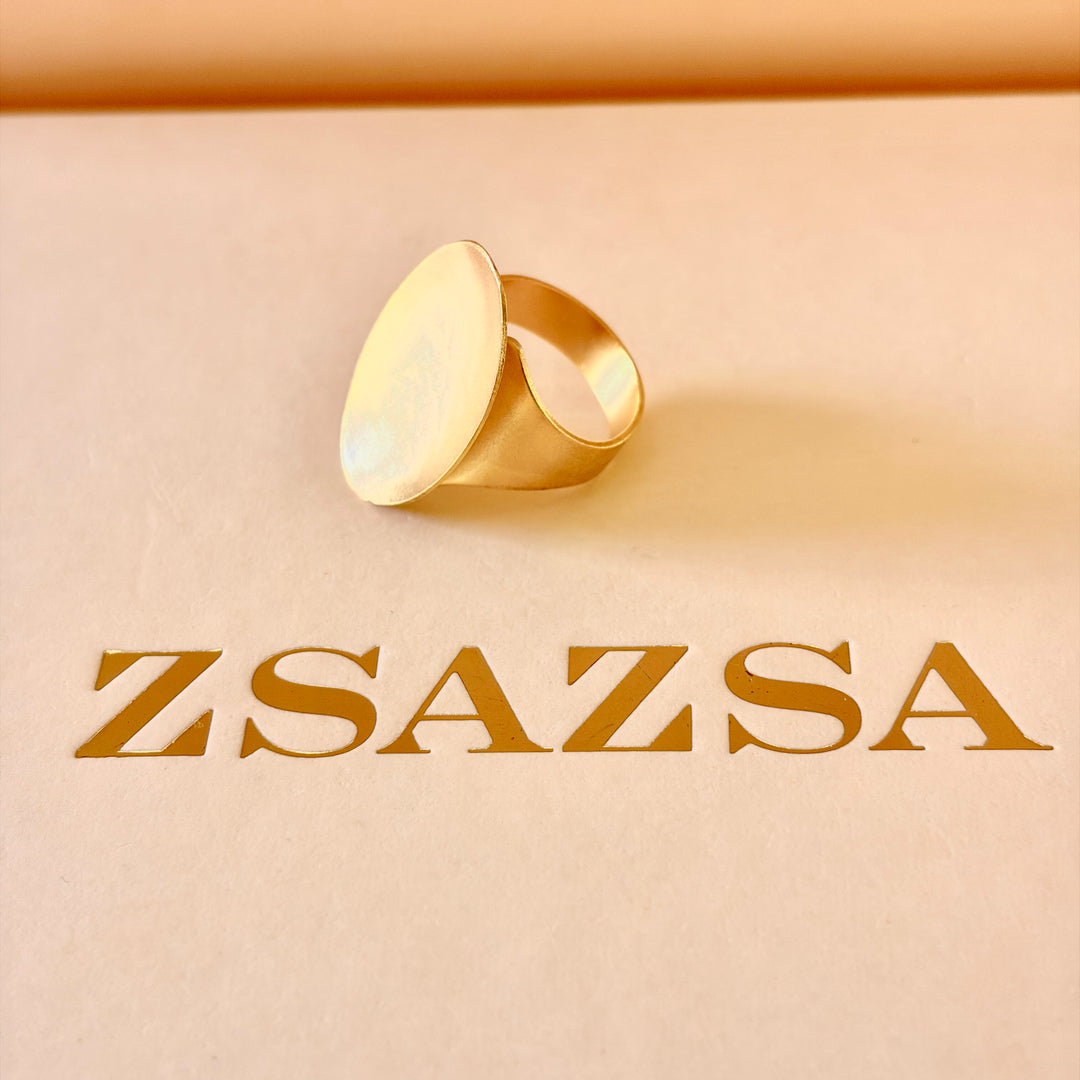 Handmade Oval Plain Gold Ring | Gold Plated | ZsaZsa