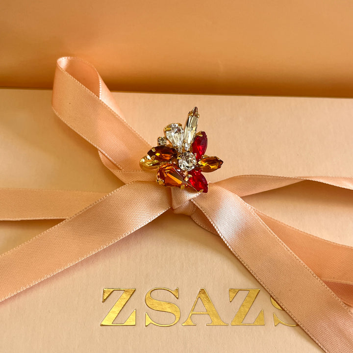 Orange and red Preciosa crystals set