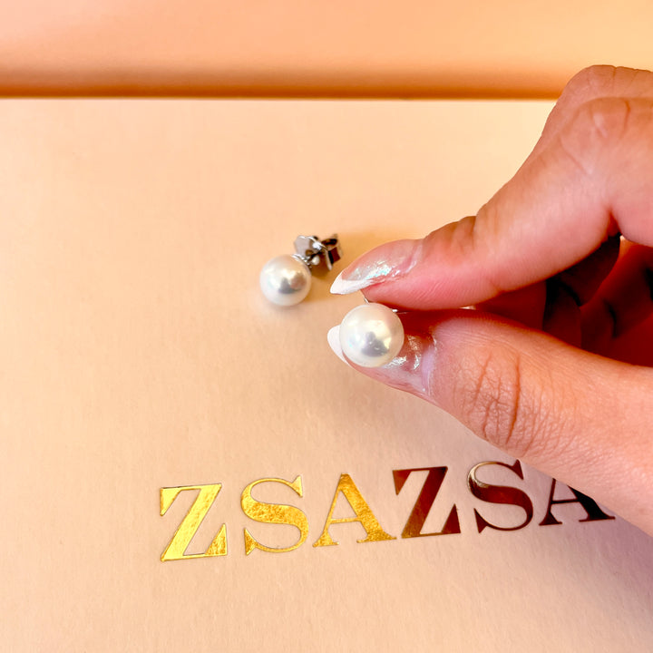 White Mallorca pearls white gold plated set