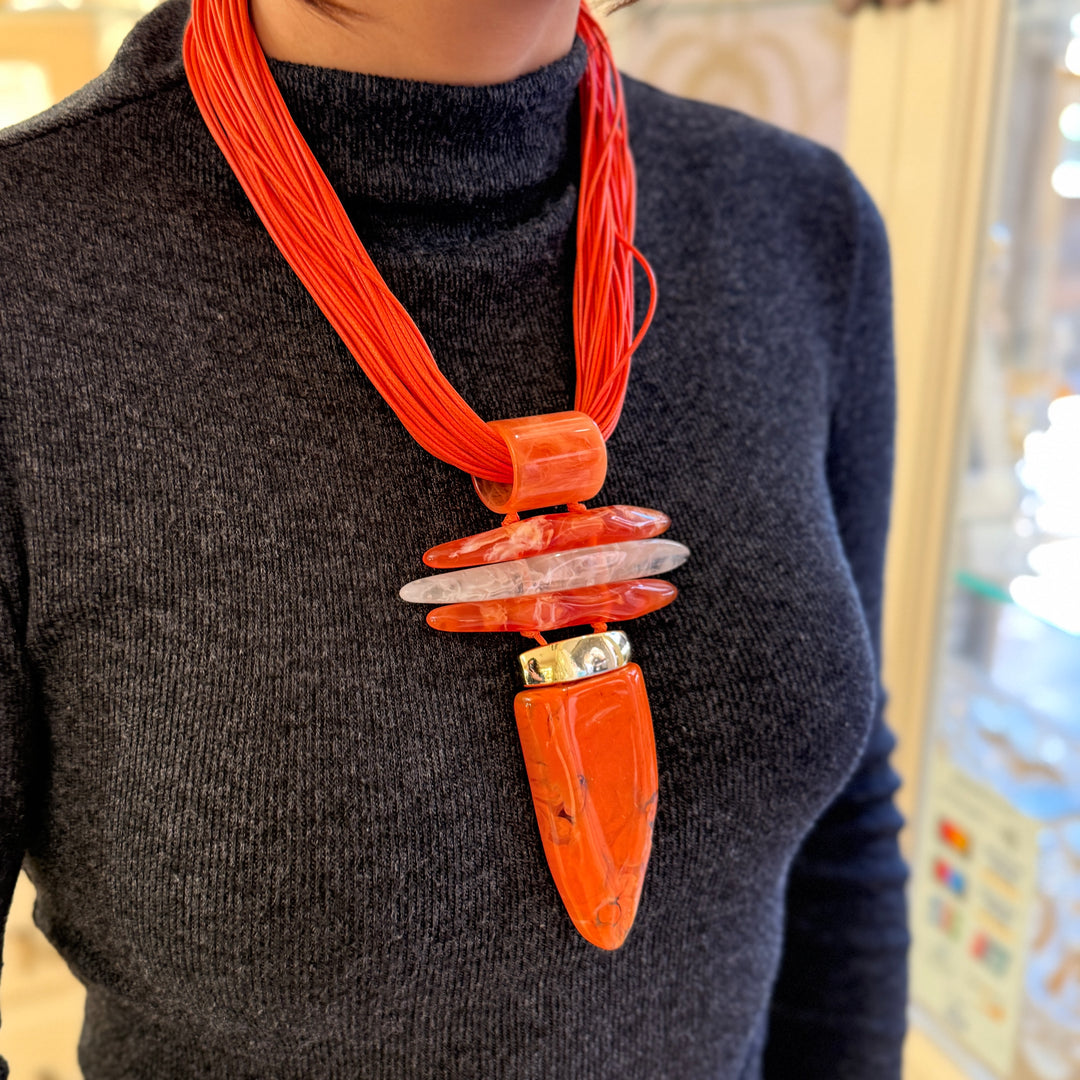 Statement orange gold plated set