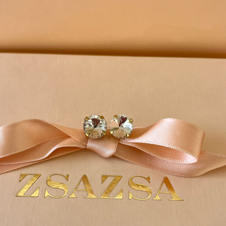 Round preciosa crystals gold plated studs