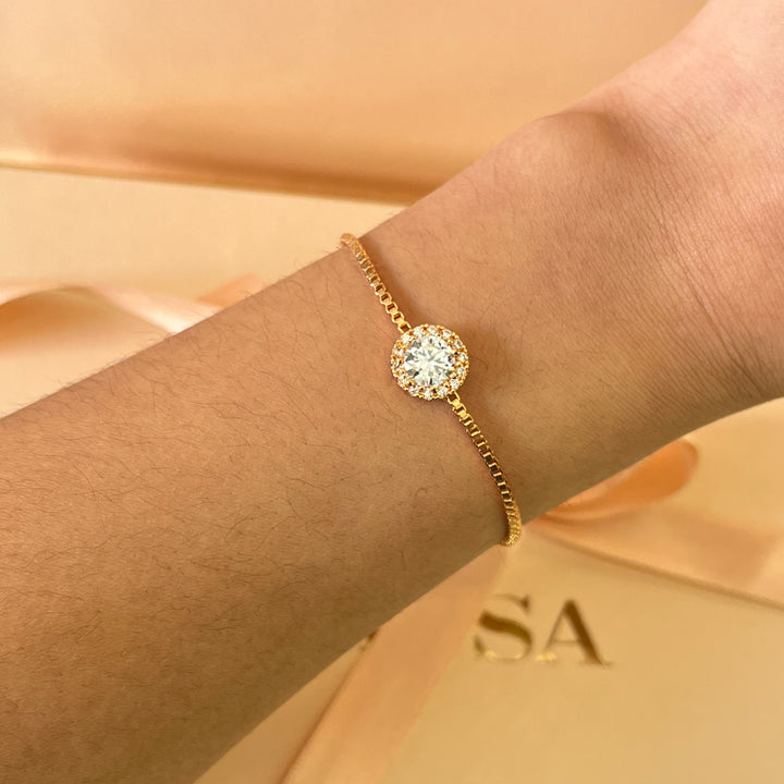 Round zircone light rose gold plated bracelet