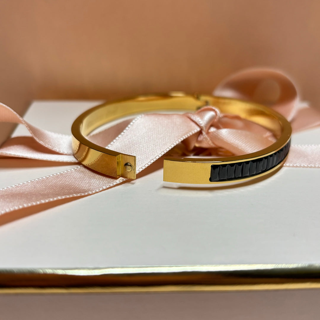 Black gold baguette bangle