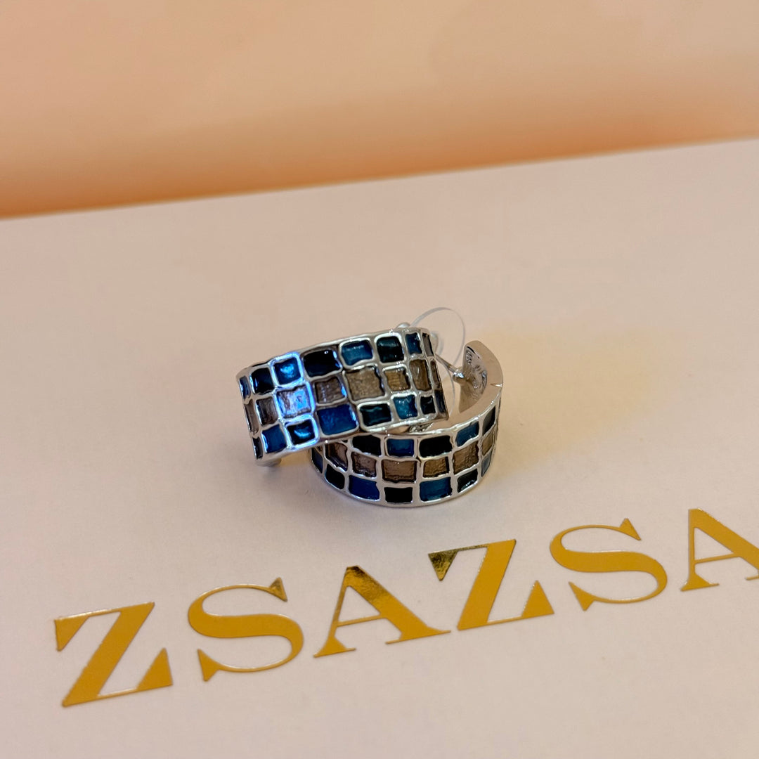 Blue & bronze silver Enamel Set