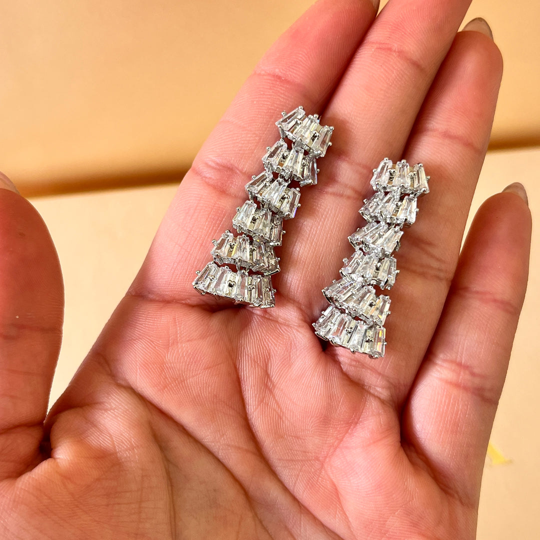 Baguette zircone white gold plated set