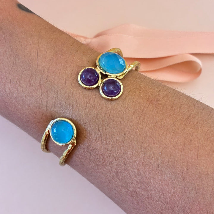 Handmade amethyst gold plated set