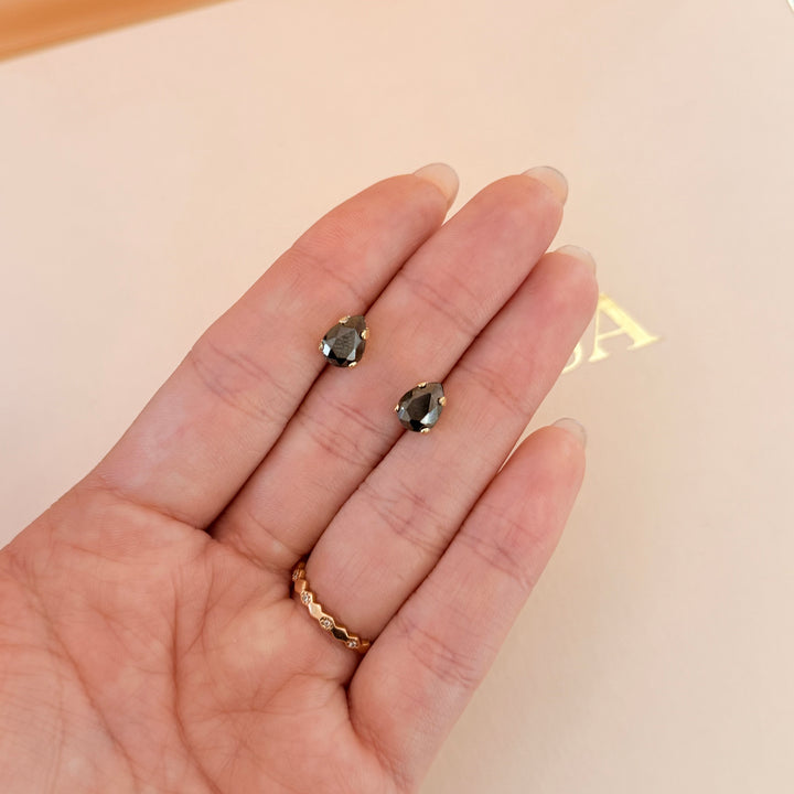 Dainty grey teardrop sterling silver gold plated set