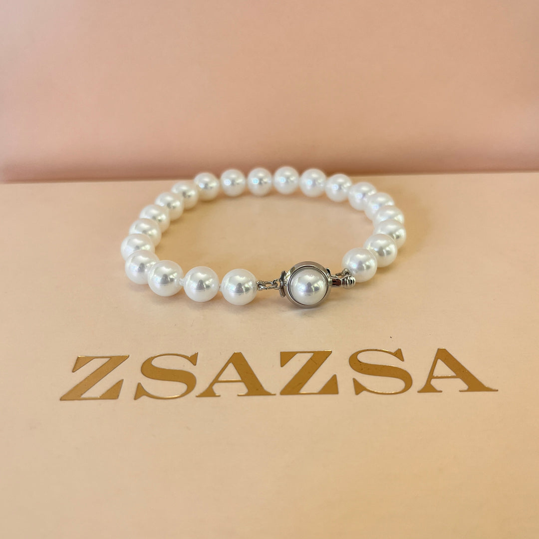 White Mallorca pearls white gold plated bracelet
