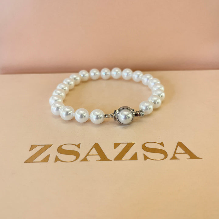 White Mallorca pearls white gold plated bracelet