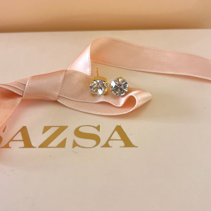 Preciosa crystals round gold plated solitarie studs