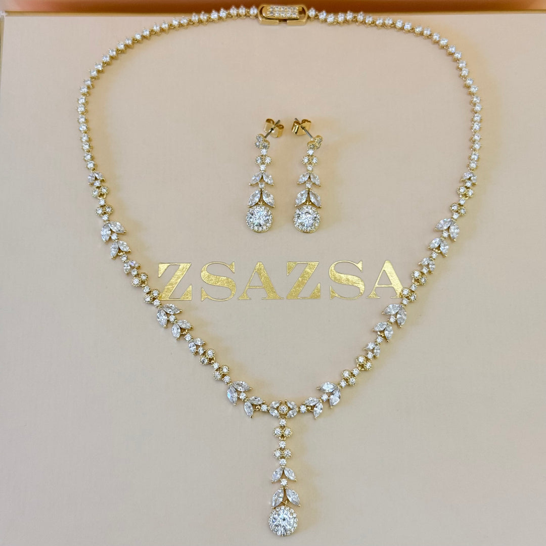 Marquise zircone gold plated set