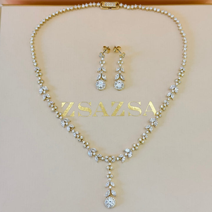 Marquise zircone gold plated set