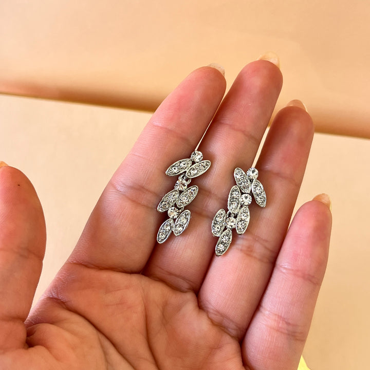Swarovski crystals leafs white gold plated set