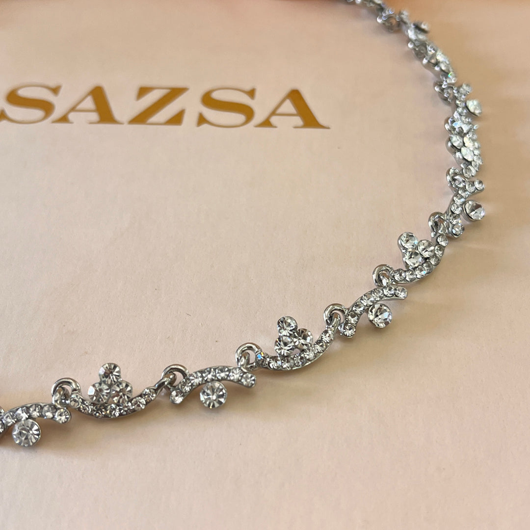 Swarovski crystals round white gold plated set