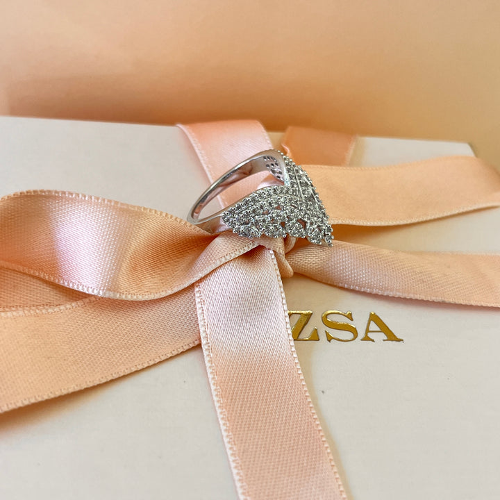 Zircone white gold plated marquise ring