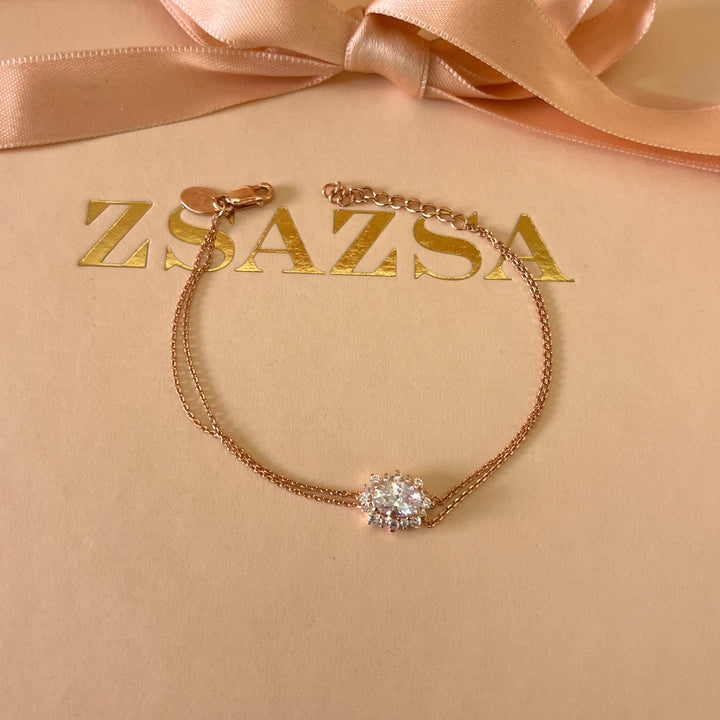 Zircone sterling silver rose gold plated bracelet