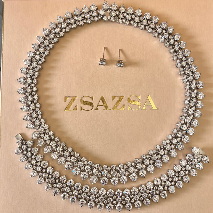 Statement white gold plated set