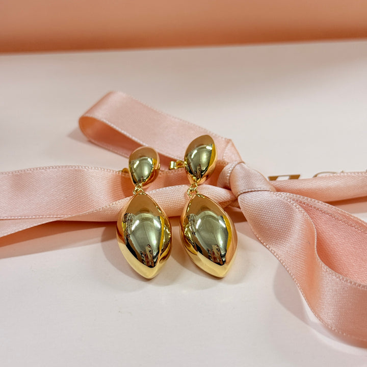 Marquise shaped sterling silver gold plated earrings