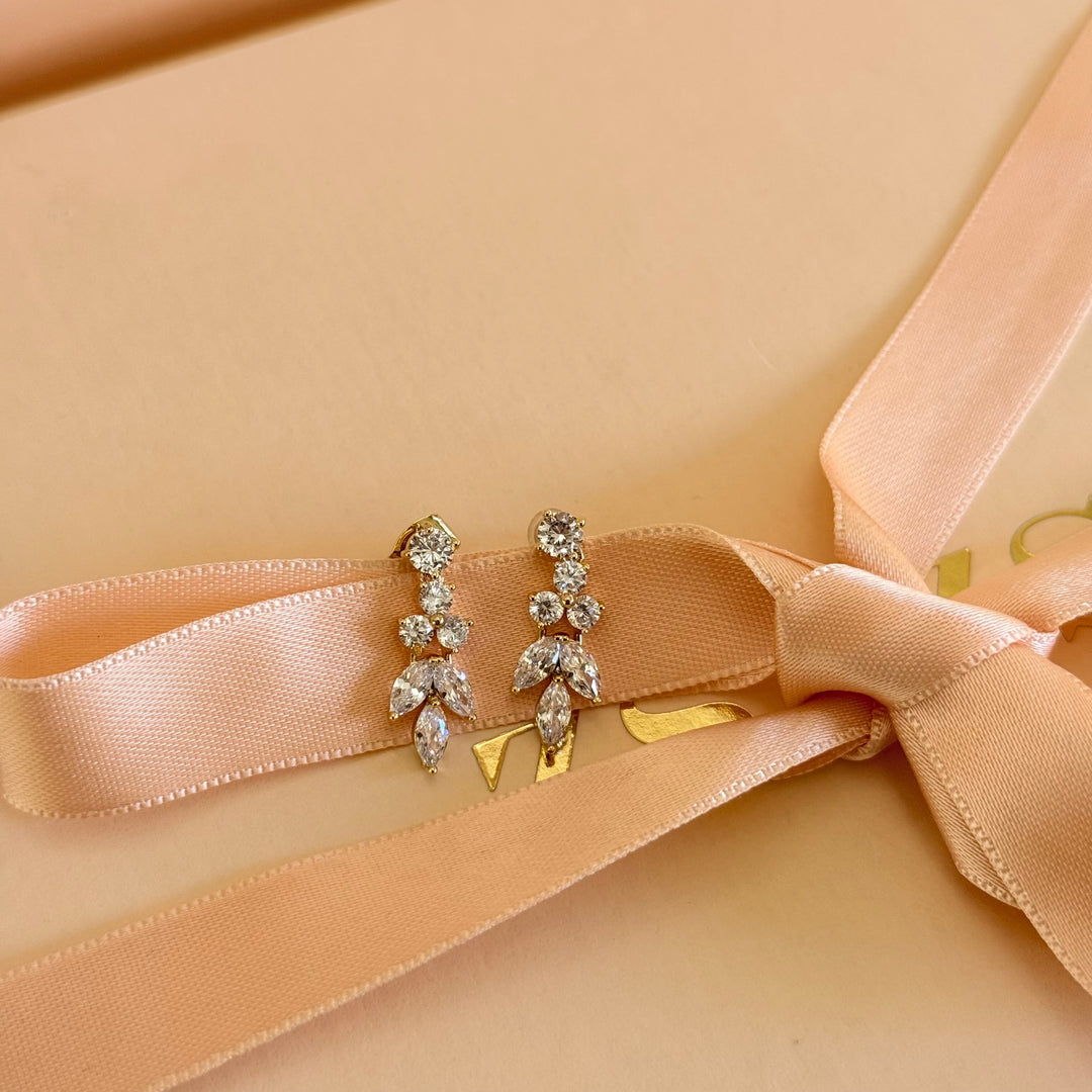 Marquise zircone gold plated earrings