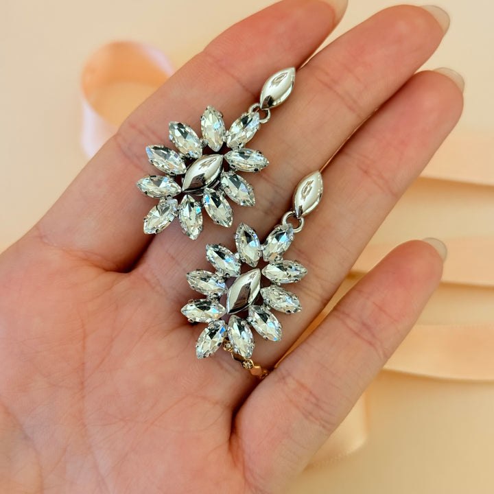 Marquise Swarovski crystals white gold plated earrings