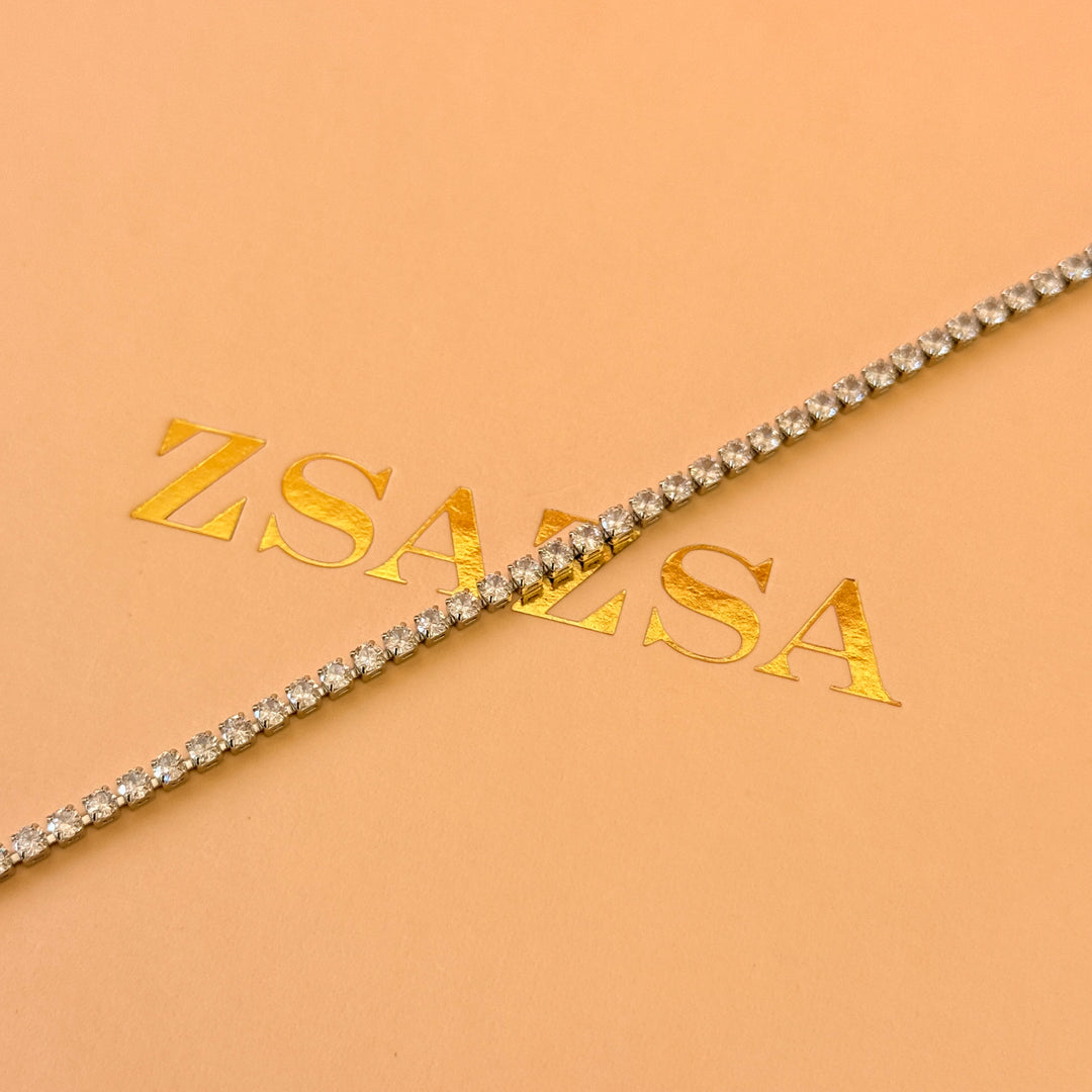 Dainty tennis zircone silver bracelet