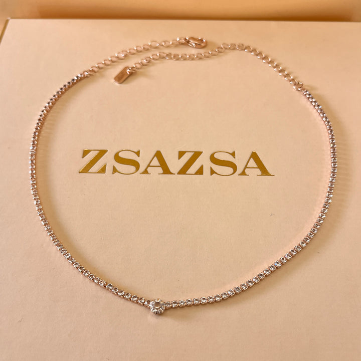 Rhinestone rose gold plated set