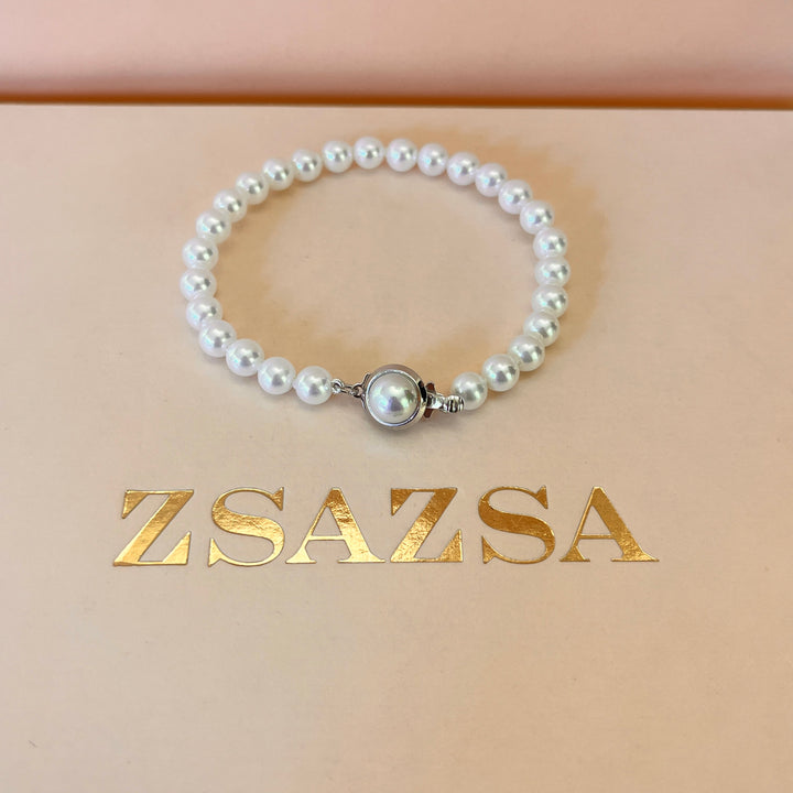 White Mallorca pearls white gold plated bracelet