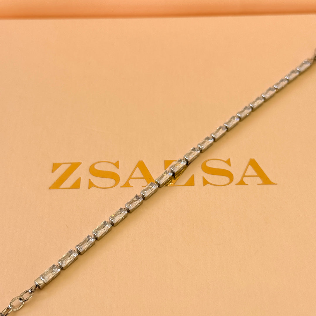 Rectangular dainty zircone stainless steel bracelet