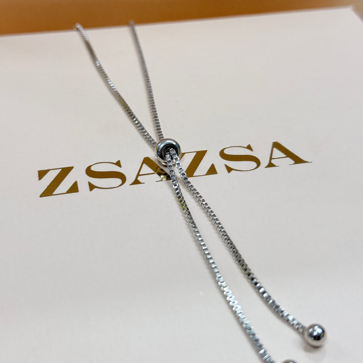 Chain design zircone silver necklace and bracelet
