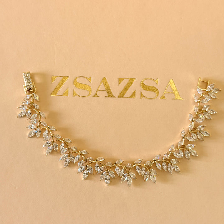 Marquise zircone gold plated earrings and bracelet