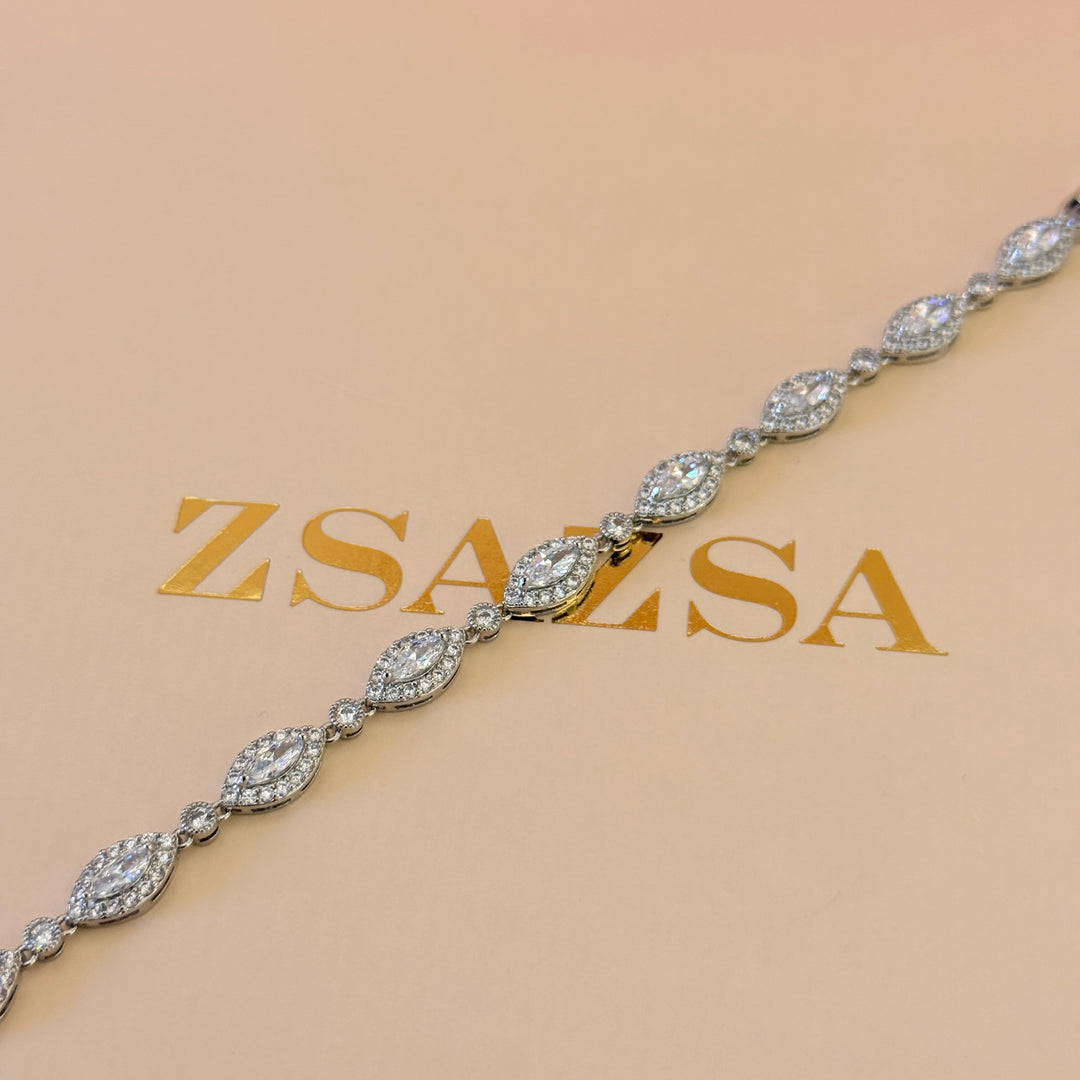 Marquise zircone silver bracelet