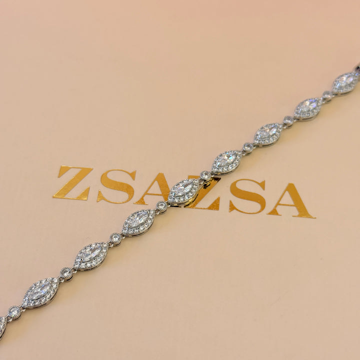 Marquise zircone silver bracelet