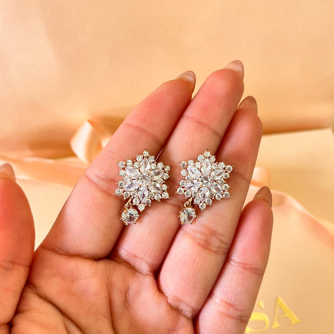 Marquise zircone rose gold plated earrings