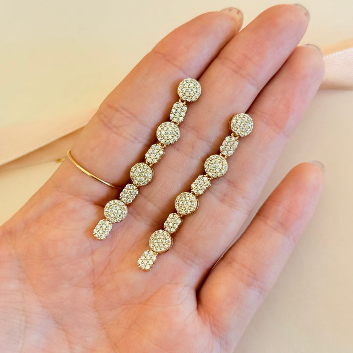 Mixed of shapes zircone gold plated earrings