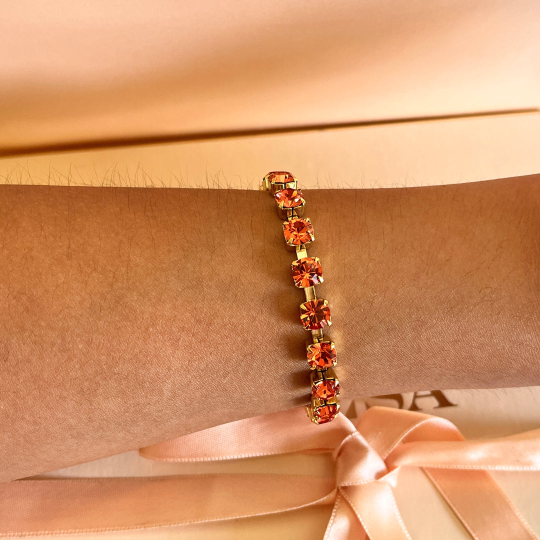 Coral Swarovski crystals  bracelet