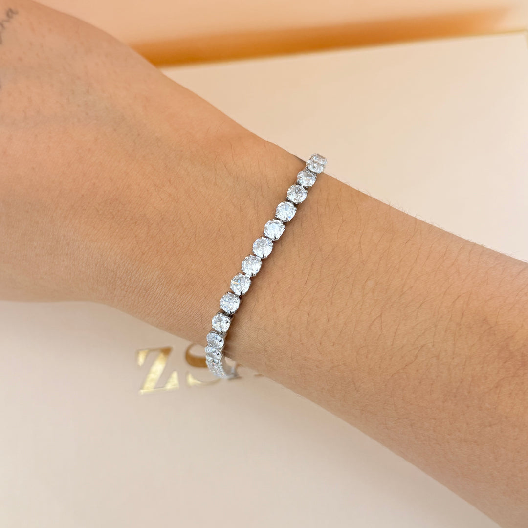 Tennis zircone silver earrings and bracelet