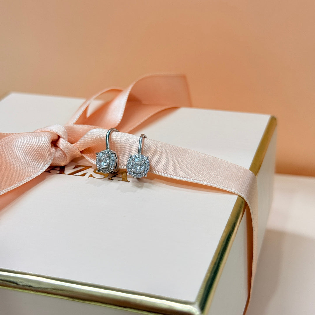 Dainty round zircone sterling silver hooks