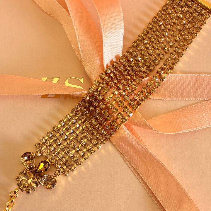 Marquise 8 rows bronze Swarovski crystals bracelet