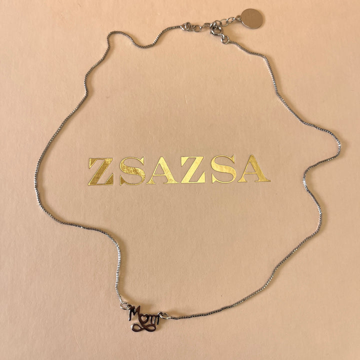 Mom & infinite white gold plated necklace