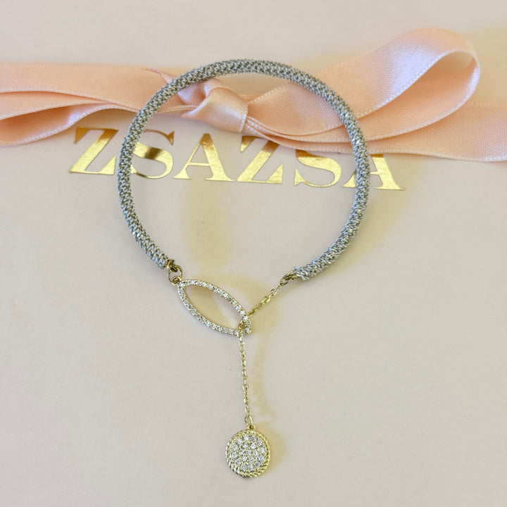 Zircone Braided Cord gold plated bangle
