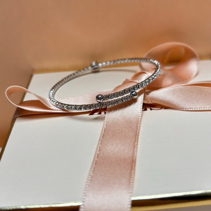 Dainty black silver bangle