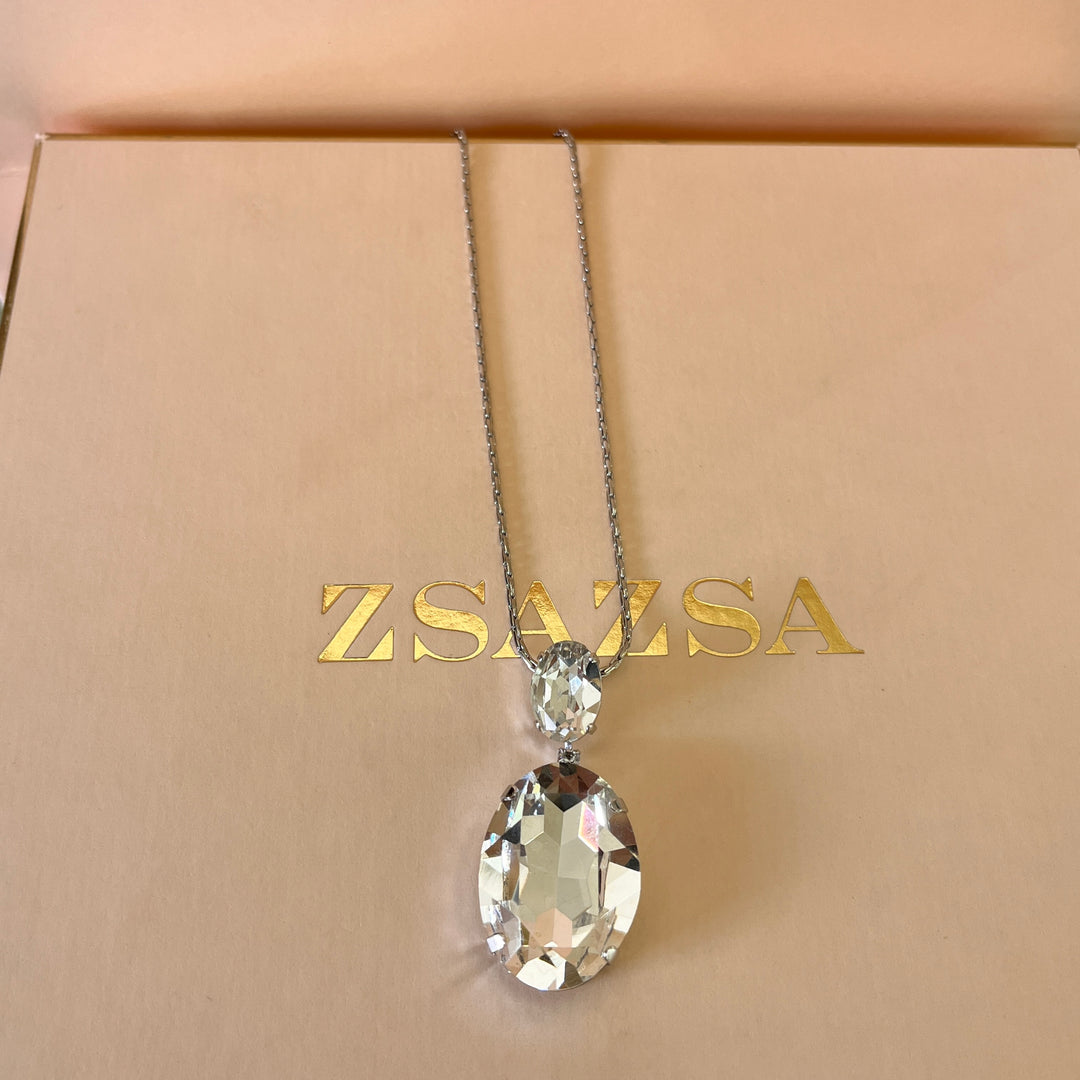 Swarovski crystals oval white gold plated pendant