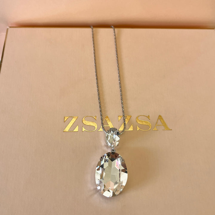 Swarovski crystals oval white gold plated pendant
