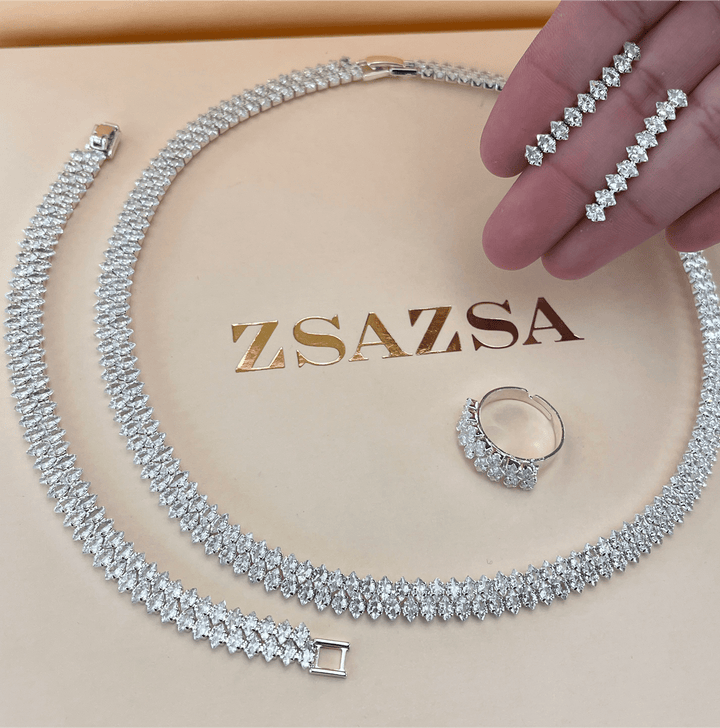 Marquise silver zircone set