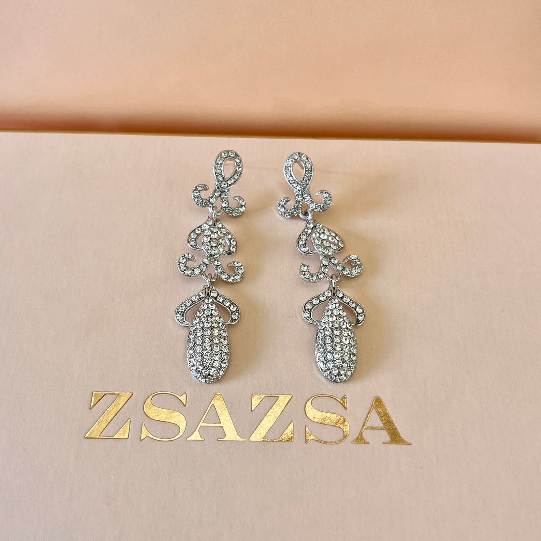 Swarovski crystals white gold plated earrings